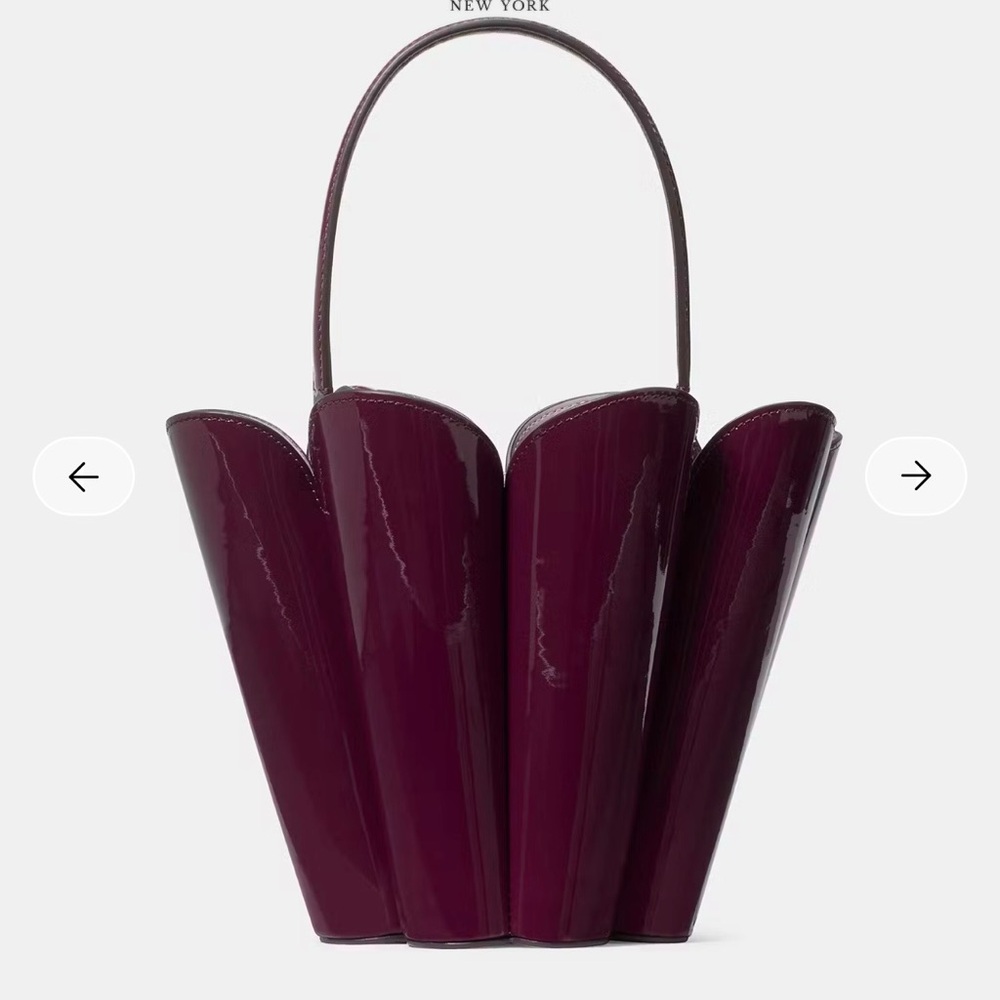 Kate spade the patent spade flower crossbody bucket Handbag purple NWT - Picture 3 of 8